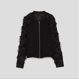 Zara Fringe Sleeve Bomber
